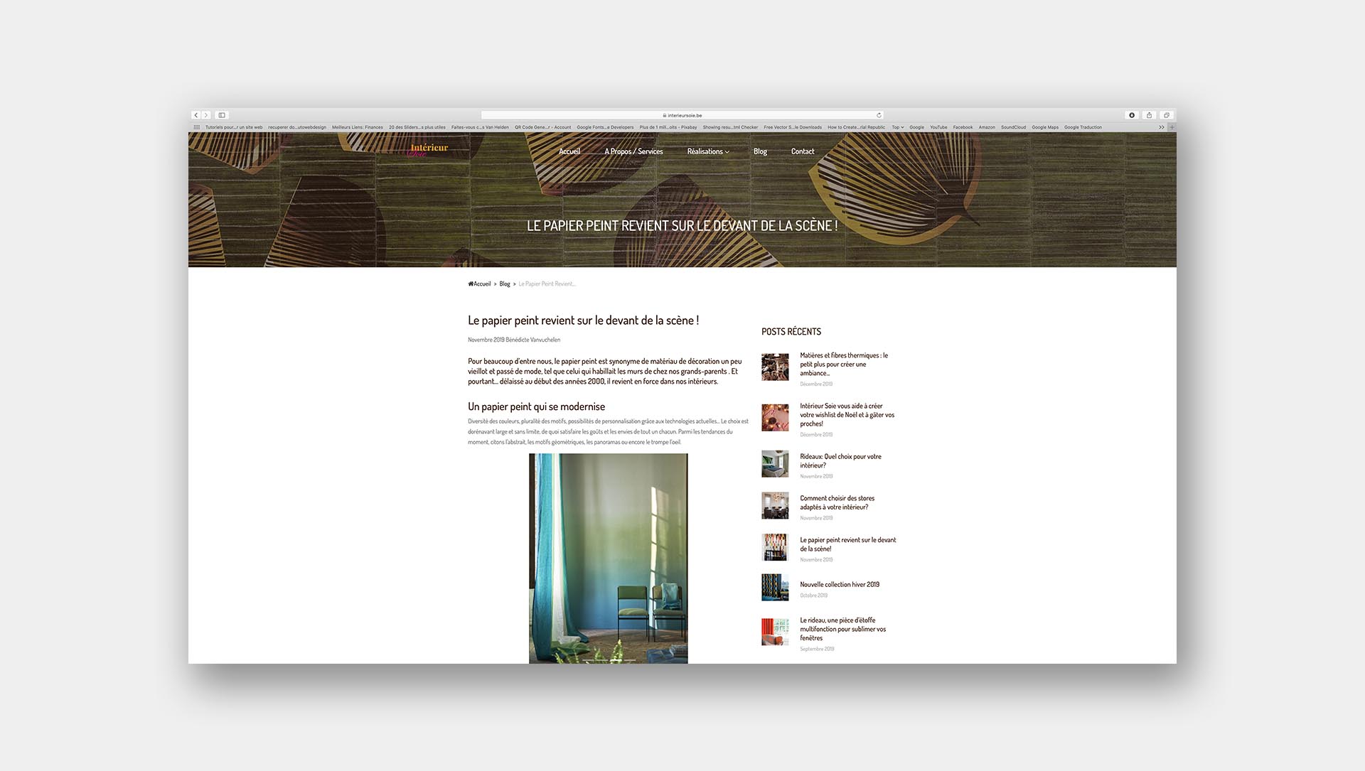 Site intérieur Soie - page single blog