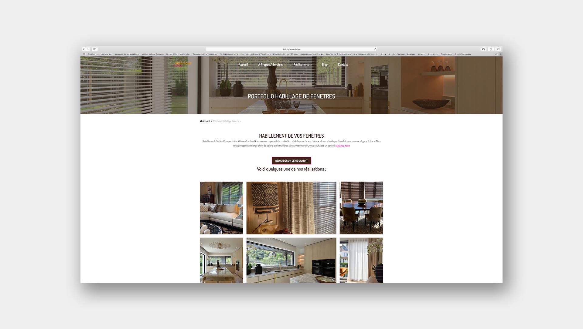 Site intérieur Soie - page portfolio